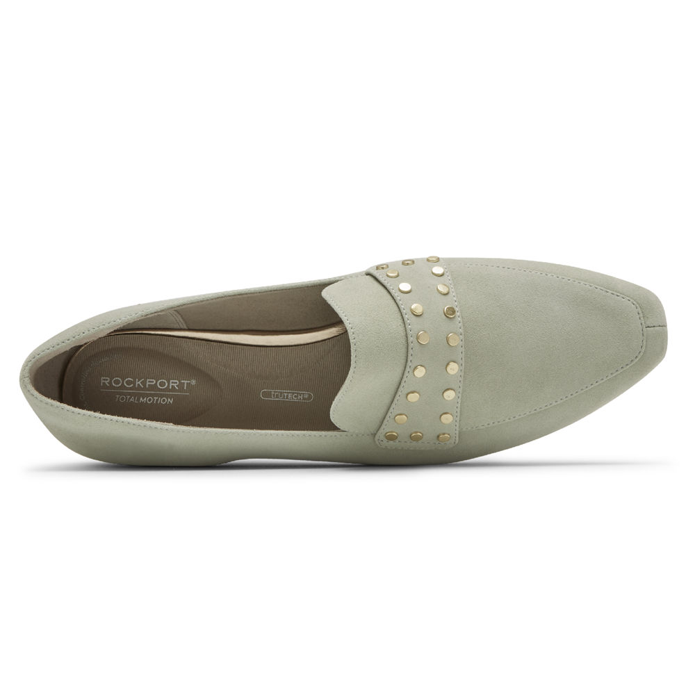 Rockport Womens Total Motion Laylani Studded - Loafers Olive - EUS527801